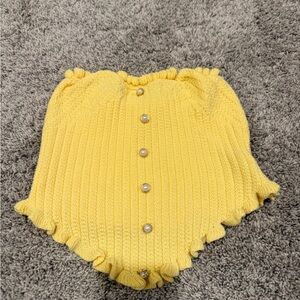 SHEIN Mustard Knit Top with Ruffle Detail